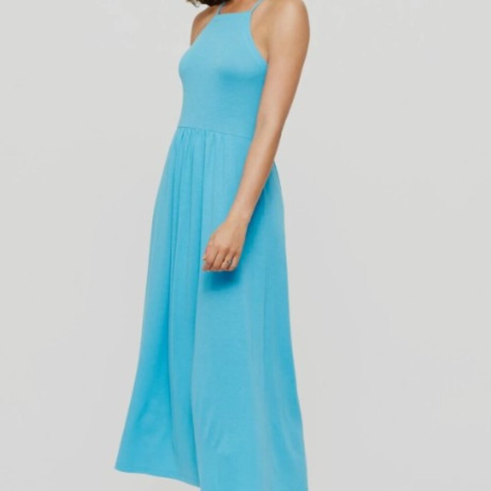 LOFT Lou & Grey Petite Cyan Blue Cutaway Midi Dress, Size XXS P